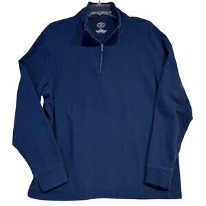 St. John's Bay Men's Mock Neck Quarter Zip Comfort Pullover Blue XL